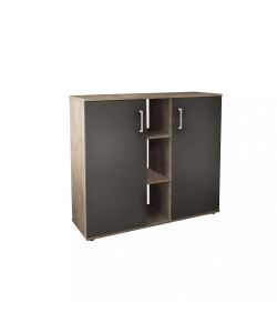 Cosma Mobiletto con 2 Ante e 3 Mensole Rovere Chiaro Antracite 101,5x35x87 cm