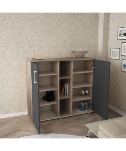 Cosma Mobiletto con 2 Ante e 3 Mensole Rovere Chiaro Antracite 101,5x35x87 cm