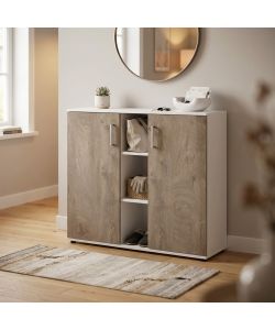 Cosma Mobile Scarpiera 2 Ante 3 Ripiani Marrone 101,5x35x87 cm