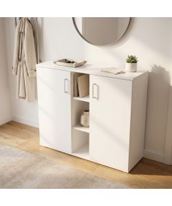 Cosma Mobiletto Ingresso 2 Ante 3 Mensole Bianco 102x35x87 cm