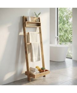 Cosma Scaffale da bagno in legno di pino riciclato marrone 62x45x175 cm