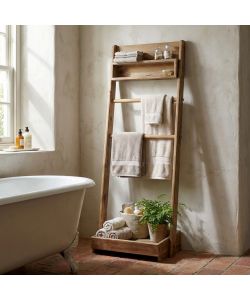 Cosma Scaffale da bagno in legno di pino riciclato marrone 62x45x175 cm