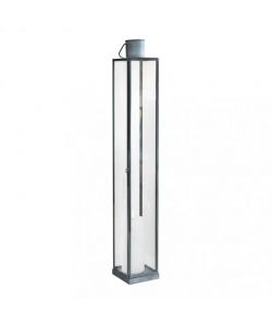 Cosma Lanterna Kaylin grande in vetro e metallo grigio 10x10x67 cm