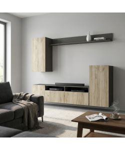 Cosma Parete Soggiorno Bridge Taupe e Rovere 210x36,5 cm
