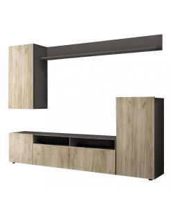 Cosma Parete Soggiorno Bridge Taupe e Rovere 210x36,5 cm