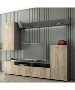 Cosma Parete Soggiorno Bridge Taupe e Rovere 210x36,5 cm