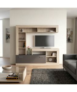 Cosma Parete Soggiorno Leonard Olmo e Grigio 170x42 cm