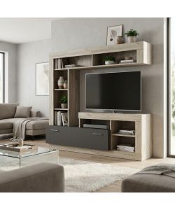 Cosma Parete Soggiorno Leonard Rovere Taupe 170x42x170 cm