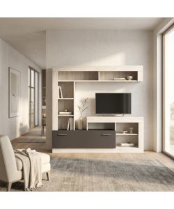 Cosma Parete Soggiorno Leonard Pino Chiaro e Grigio 170x42x170h