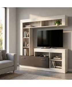 Cosma Parete Soggiorno Leonard Pino Chiaro e Grigio 170x42x170h