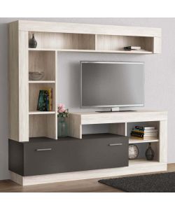 Cosma Parete Soggiorno Leonard Pino Chiaro e Grigio 170x42x170h
