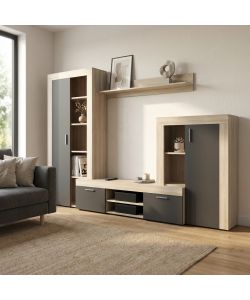 Cosma Parete Soggiorno Nobel Olmo e Grigio 263x40x200 cm