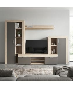 Cosma Parete Soggiorno Nobel Olmo e Grigio 263x40x200 cm