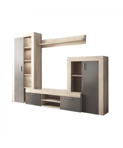 Cosma Parete Soggiorno Nobel Olmo e Grigio 263x40x200 cm
