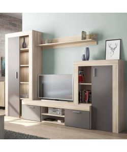 Cosma Parete Soggiorno Nobel Olmo e Grigio 263x40x200 cm