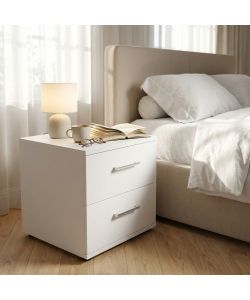 Cosma Comodino Ares Bianco 2 Cassetti 44,4x33x40 cm Moderno Legno