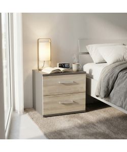 Cosma Comodino Ares Grigio e Olmo - 2 cassetti - 44,4x33x40 cm