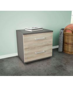 Cosma Comodino Ares Grigio e Olmo - 2 cassetti - 44,4x33x40 cm
