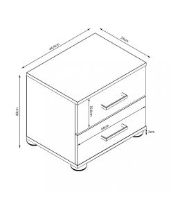 Cosma Comodino Ares Grigio e Olmo - 2 cassetti - 44,4x33x40 cm