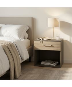 Cosma Comodino Grigio e Olmo 44,5x35x43,5 cm per Camera da Letto