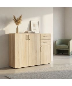 Cosma Mobile Soggiorno Quercia Chiaro 3 Ante 2 Cassetti 106x83 cm