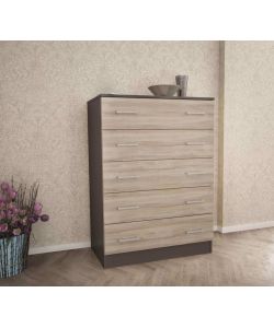 Cosma Mobile 5 Cassetti Olmo e Grigio 80x45x111 cm Moderno Arredo Casa