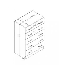 Cosma Mobile 5 Cassetti Olmo e Grigio 80x45x111 cm Moderno Arredo Casa