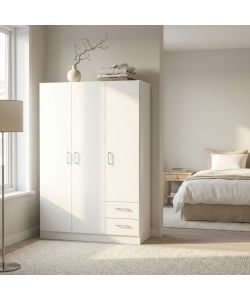 Cosma Armadio 3 Ante 2 Cassetti Bianco 120x52x190 cm Truciolare