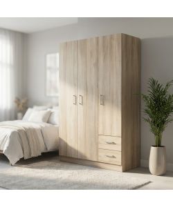 Cosma Armadio 3 ante 2 cassetti Olmo 120x52x190 cm in truciolare bilaminato