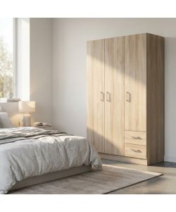 Cosma Armadio 3 ante 2 cassetti Olmo 120x52x190 cm in truciolare bilaminato