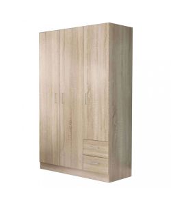 Cosma Armadio 3 Ante e 2 Cassetti Quercia Chiaro 120x52x190 cm