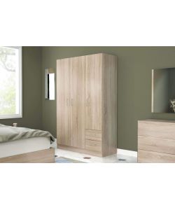 Cosma Armadio 3 Ante e 2 Cassetti Quercia Chiaro 120x52x190 cm