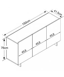Cosma Mobile 3 Ante Antracite in Legno Bilaminato 150x40x78 cm