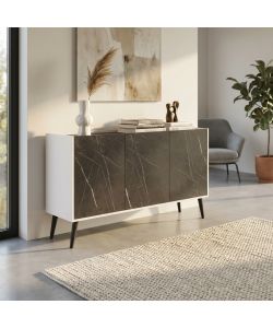 Cosma Mobile 3 ante bianco lucido 150x40x78 cm effetto marmo