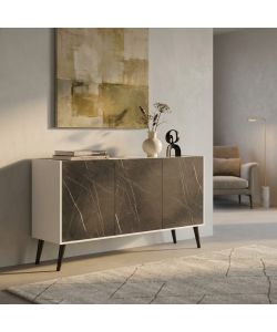 Cosma Mobile 3 ante bianco lucido 150x40x78 cm effetto marmo