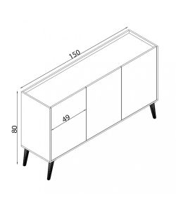 Cosma Mobile 3 ante bianco lucido 150x40x78 cm effetto marmo