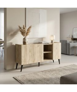 Cosma Mobile 3 Ante Rovere Grigio 160x40x83 cm con Mensole