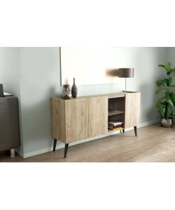 Cosma Mobile 3 Ante Rovere Grigio 160x40x83 cm con Mensole