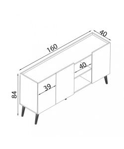 Cosma Mobile 3 Ante Rovere Grigio 160x40x83 cm con Mensole