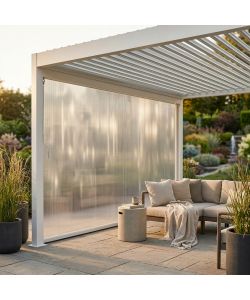Cosma Telo Laterale Gazebo 370x238 cm Bianco in PVC Resistente agli Agenti Atmosferici