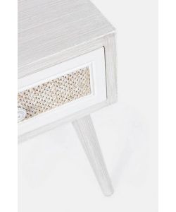 Bizzotto Mobiletto Montiel Bianco - Cassetto Tessuto Noce 35x30x46,5cm