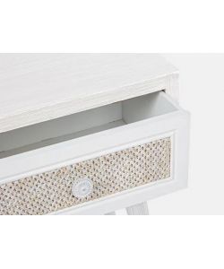 Bizzotto Mobiletto Montiel Bianco - Cassetto Tessuto Noce 35x30x46,5cm