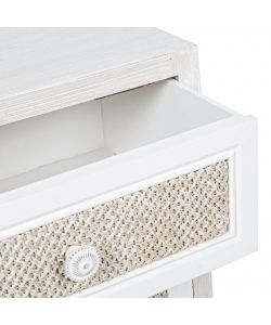 Bizzotto Mobiletto Comodino Montiel Bianco 35x30x46,5cm con Cassetto in Tessuto