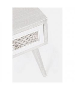 Bizzotto Mobiletto Comodino Montiel Bianco 35x30x46,5cm con Cassetto in Tessuto