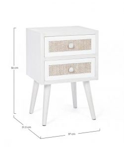 Bizzotto Mobiletto Montiel 2 Cassetti Bianco e Noce 37x31,5x56 cm