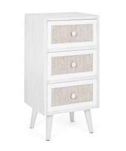 Bizzotto Cassettiera Montiel 3 Cassetti Bianco e Tessuto Noce h 72,5cm