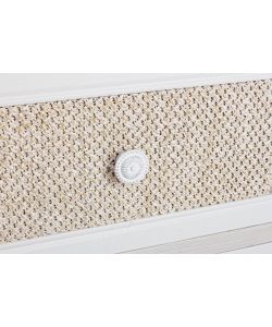 Bizzotto Cassettiera Montiel 3 Cassetti Bianco e Tessuto Noce h 72,5cm