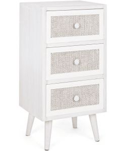 Bizzotto Cassettiera Montiel 3 Cassetti Bianco e Noce 38x30,5x72,5 cm