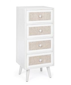 Bizzotto Cassettiera Montiel 4 Cassetti Bianco e Noce 38x30,5x91H cm