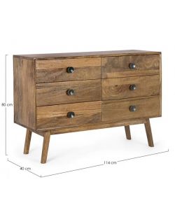 Bizzotto Cassettiera Sylvester 6 Cassetti Legno color Noce 114x80 h cm